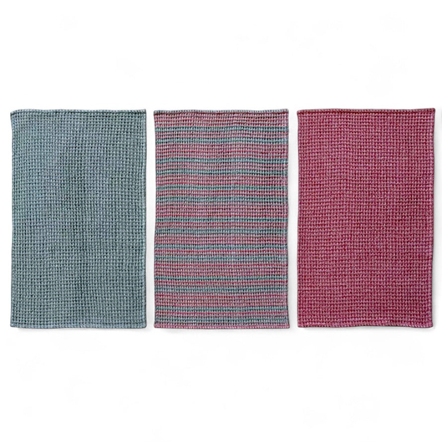 Christmas cotton waffle-weave tea towels in three seasonal color options